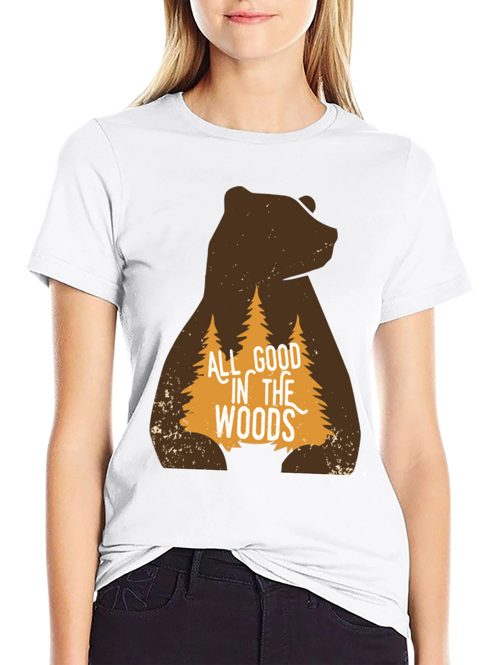 All Good in the Woods Bear Graphic T-Shirt