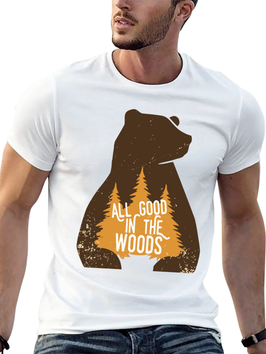All Good in the Woods Bear Graphic T-Shirt