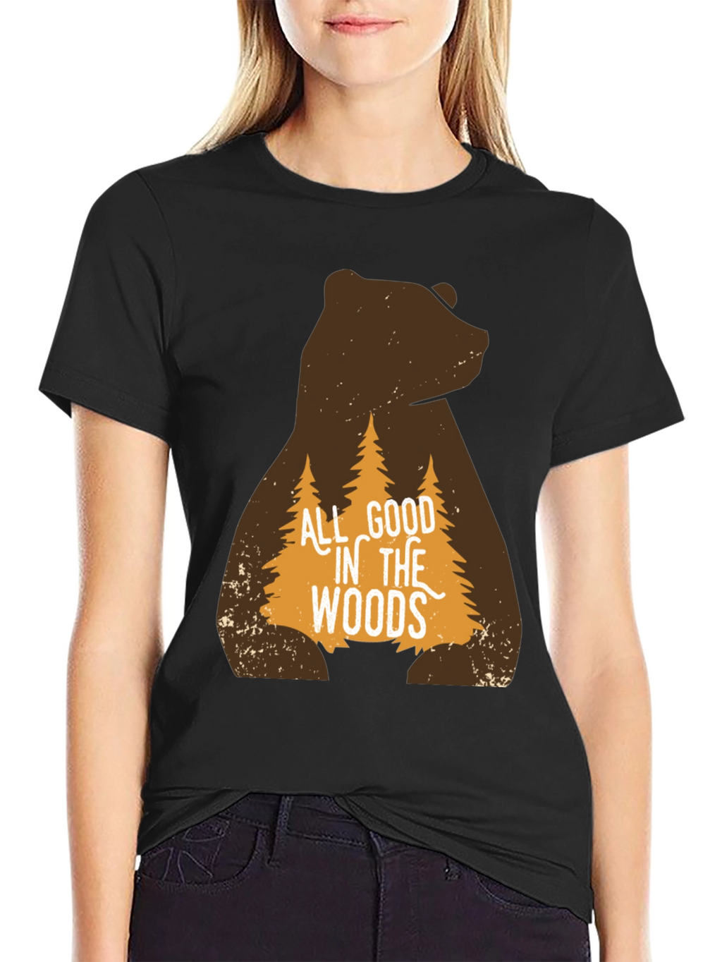 All Good in the Woods Bear Graphic T-Shirt