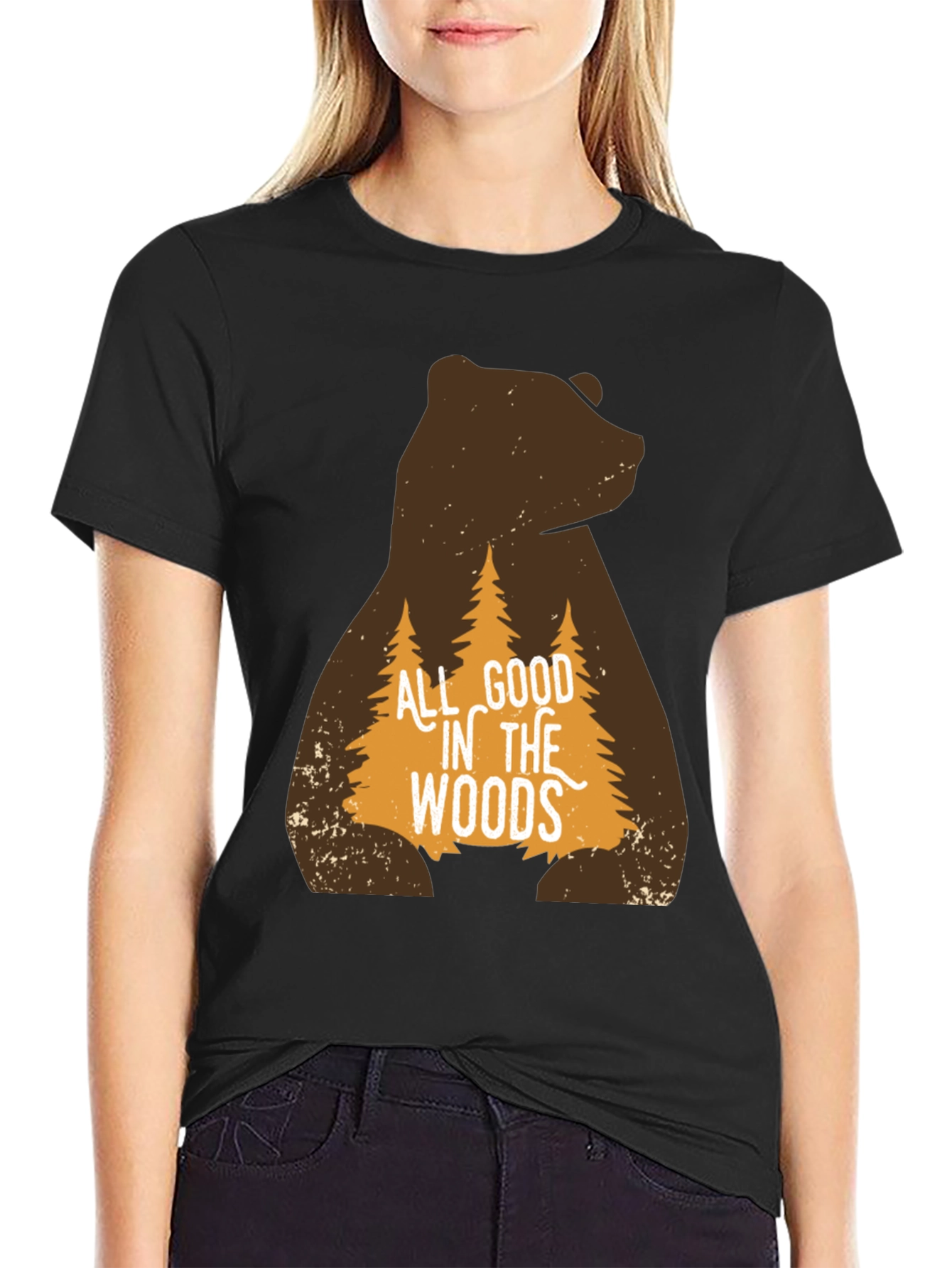 All Good in the Woods Bear Graphic T-Shirt