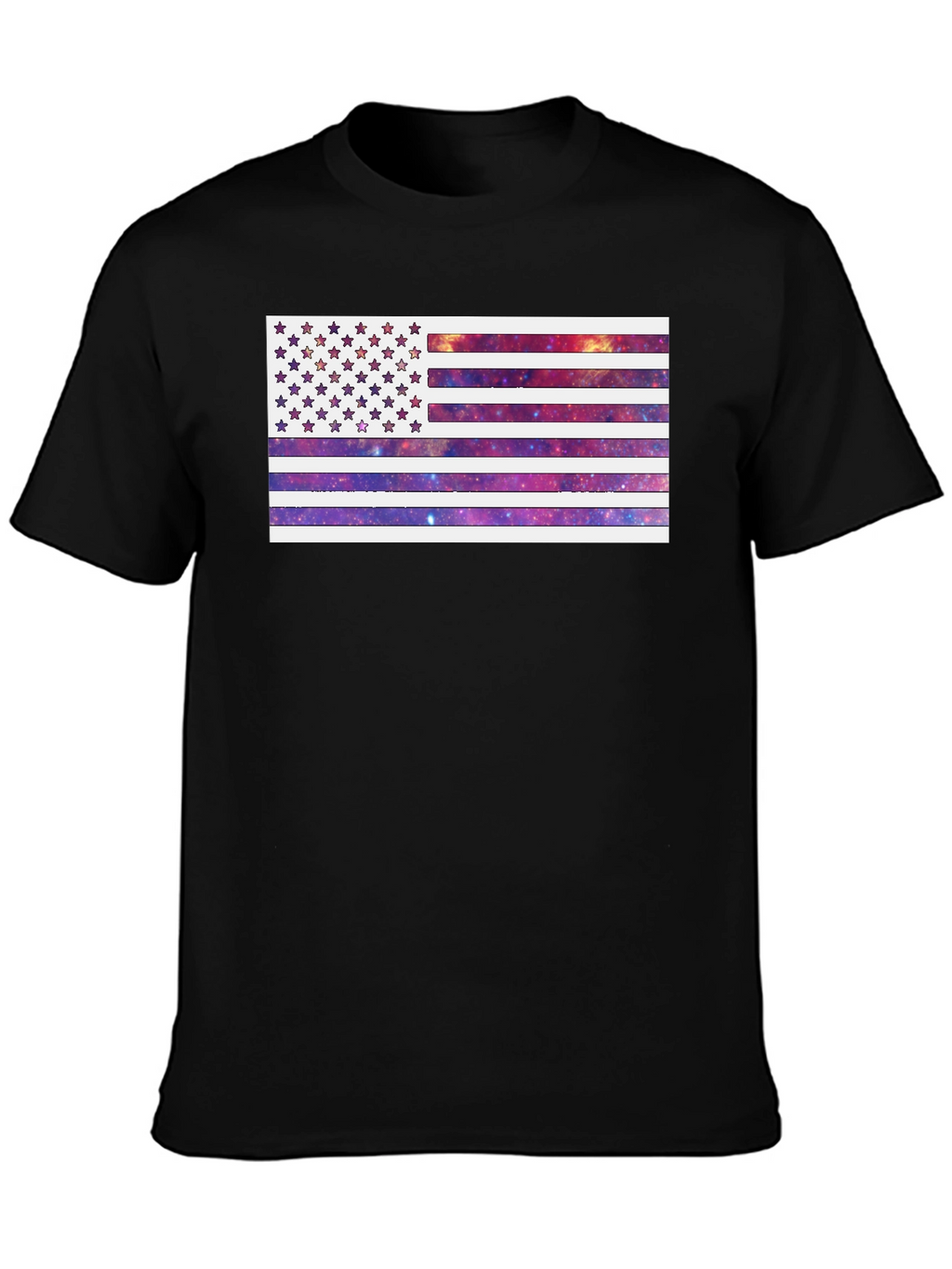 Galaxy American Flag Graphic Tee - Black