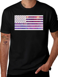 Galaxy American Flag Graphic Tee - Black