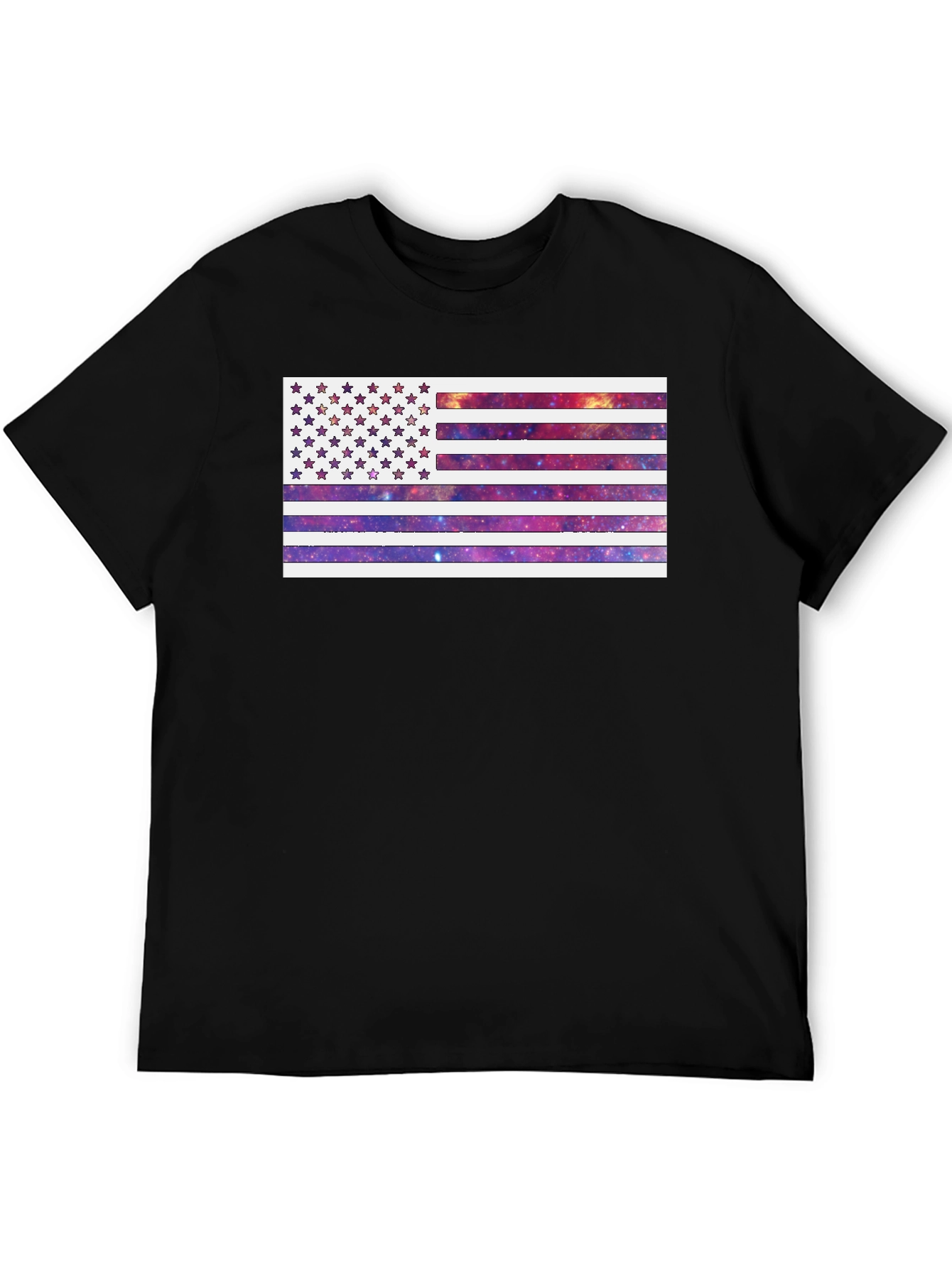Galaxy American Flag Graphic Tee - Black