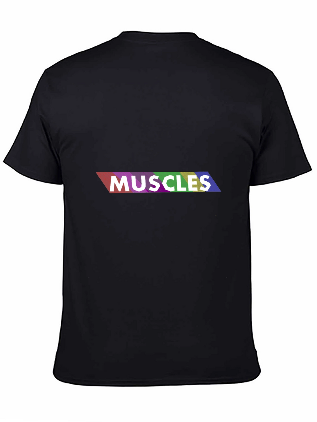 Rainbow Muscles Graphic Print T-Shirt - Black