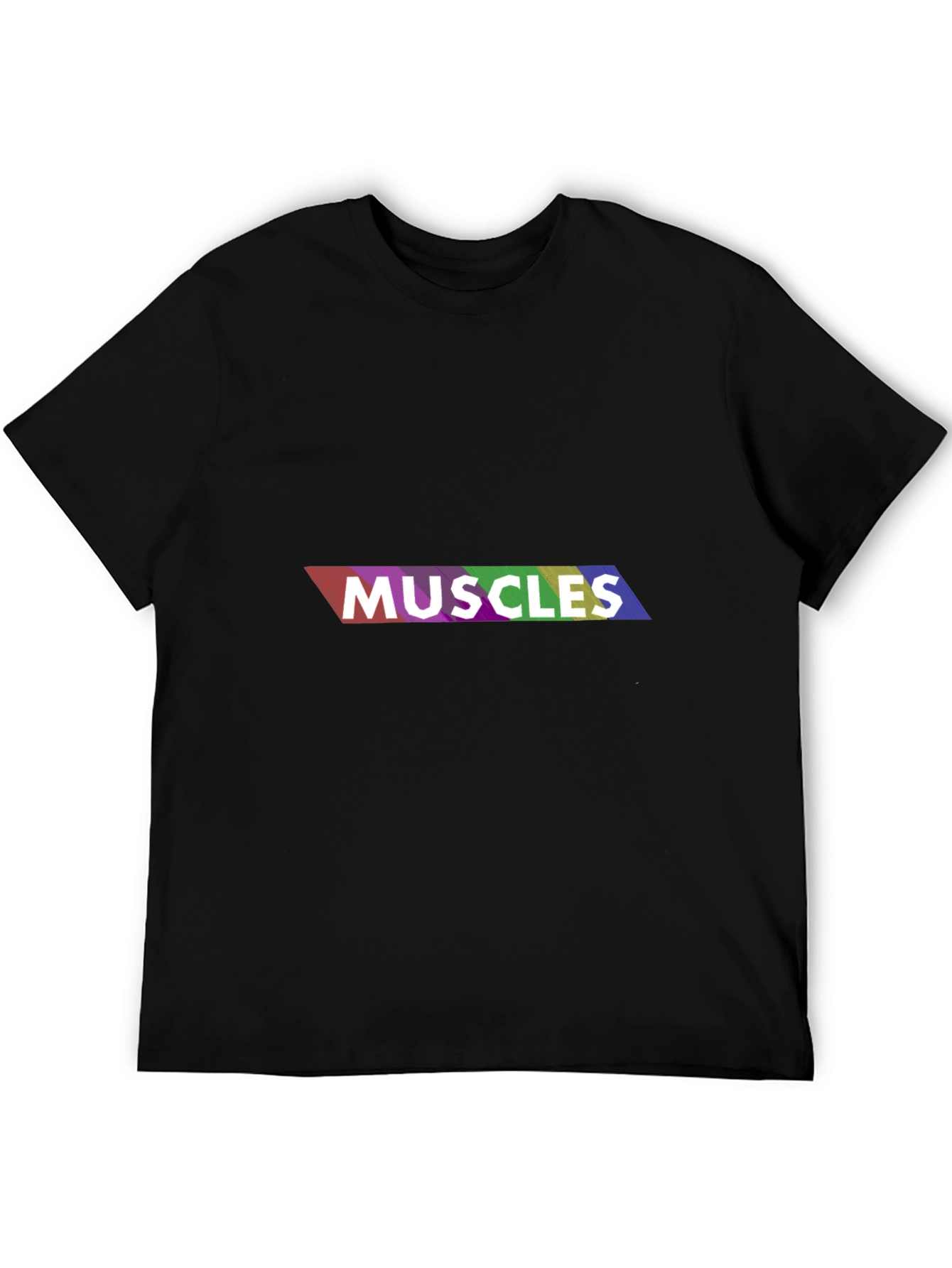Rainbow Muscles Graphic Print T-Shirt - Black