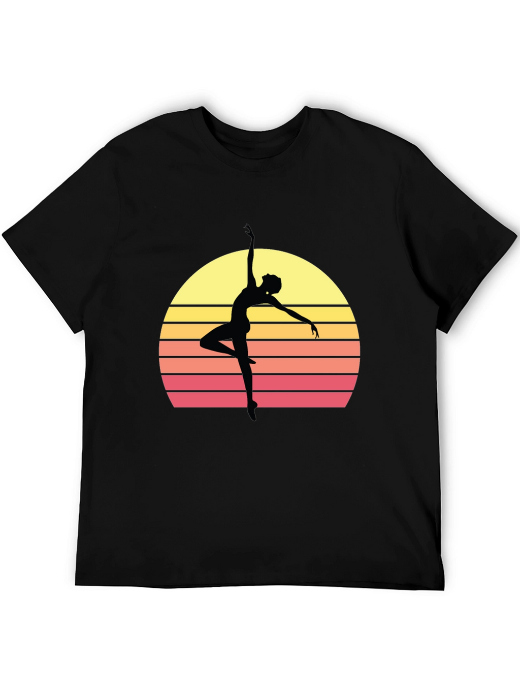 Retro Sunset Ballerina T-Shirt - Stylish Dance Tee