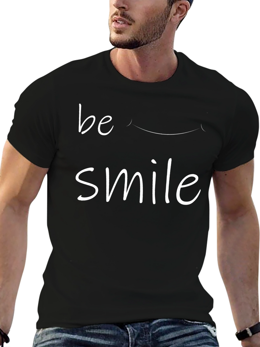 Be Smile T-Shirt - Mens Black Graphic Tee