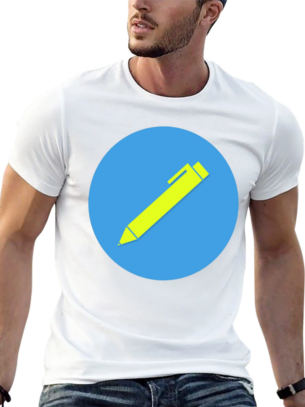 Stylish Black T-Shirt with Creative Pen Graphic