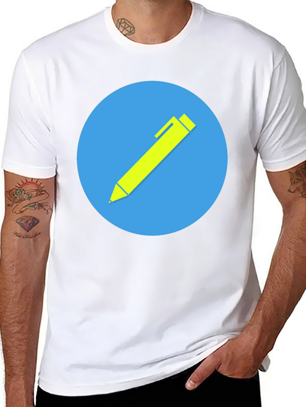 Stylish Black T-Shirt with Creative Pen Graphic