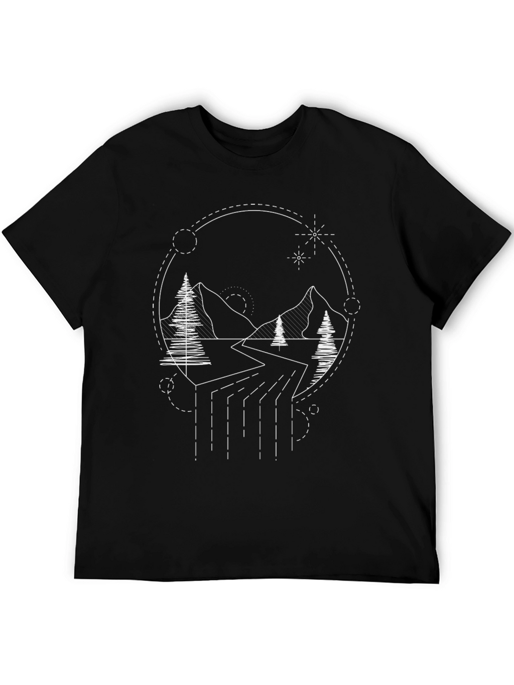 Geometric Mountain Scene Tee