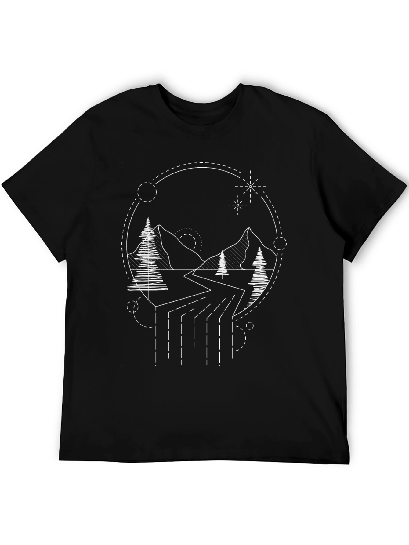 Geometric Mountain Scene Tee