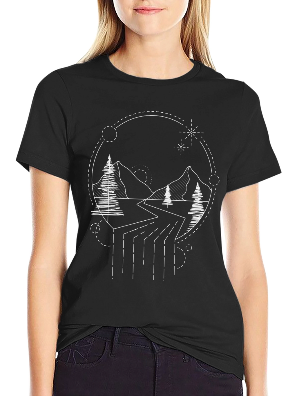 Geometric Mountain Scene Tee