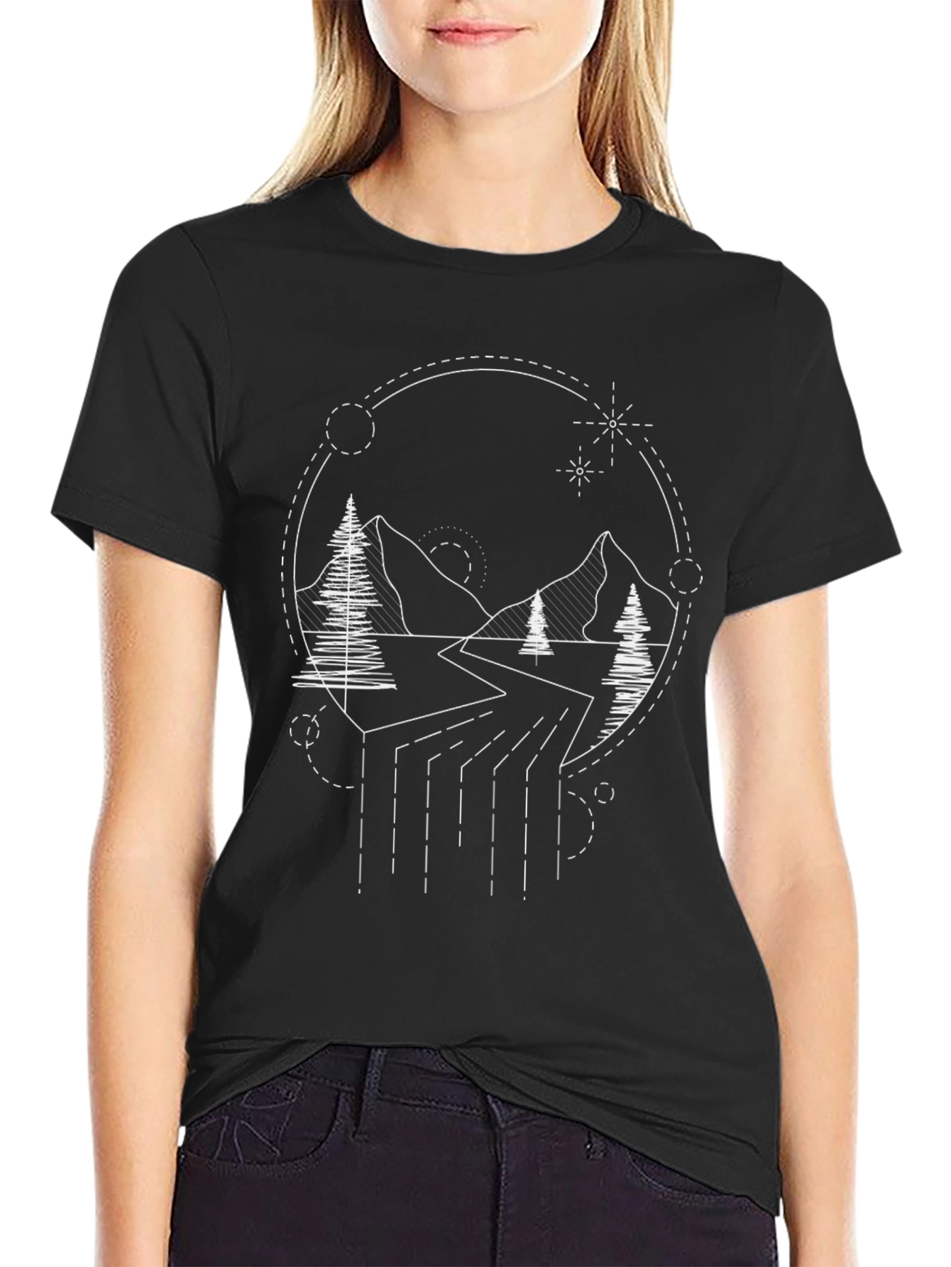 Geometric Mountain Scene Tee