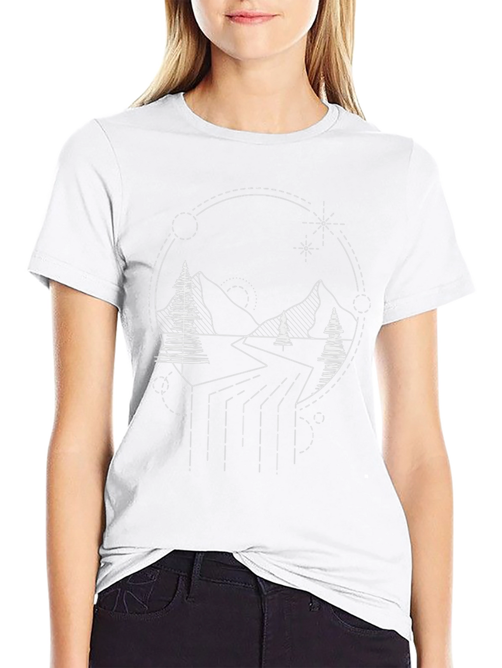 Geometric Mountain Scene Tee