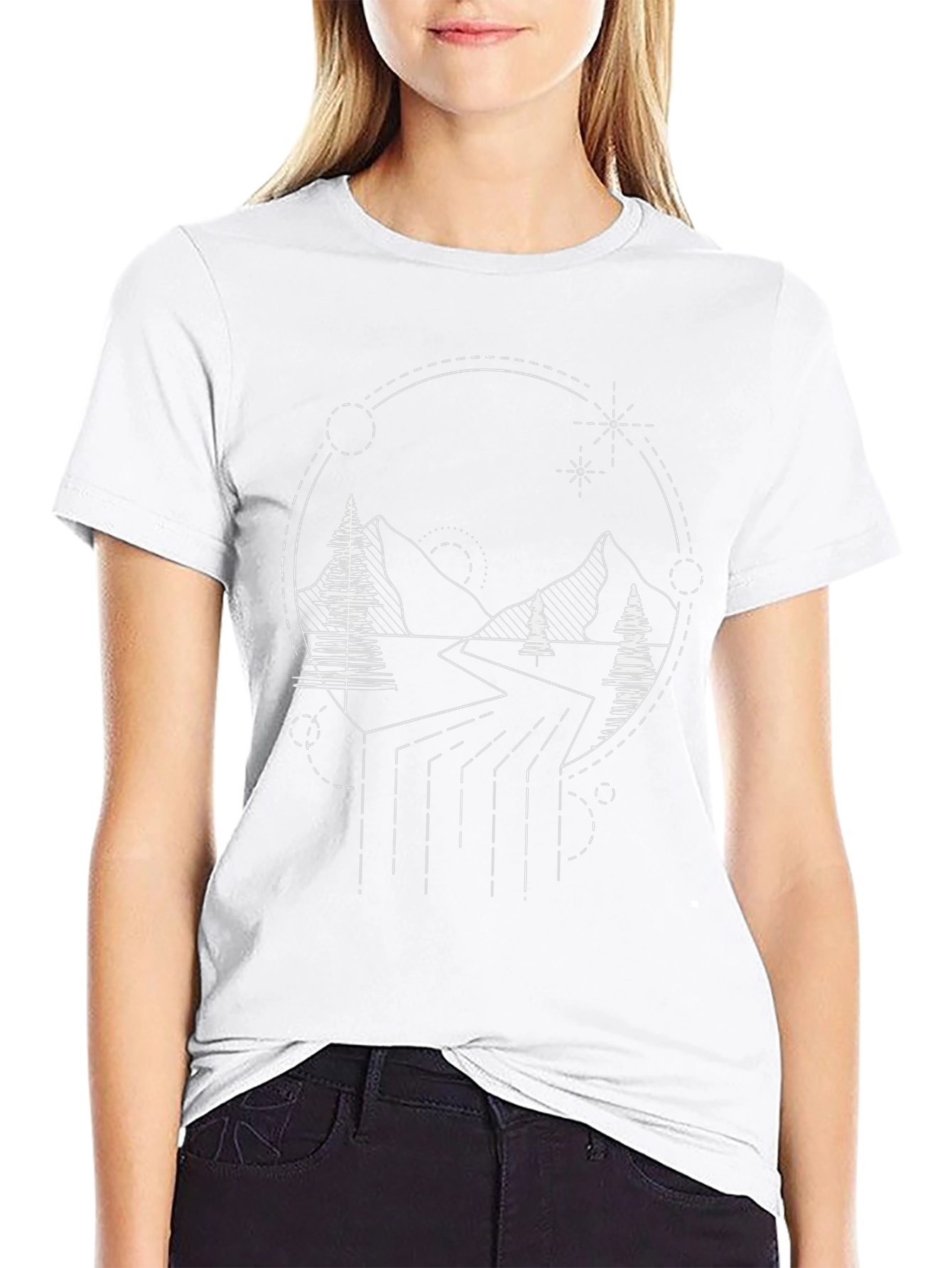 Geometric Mountain Scene Tee