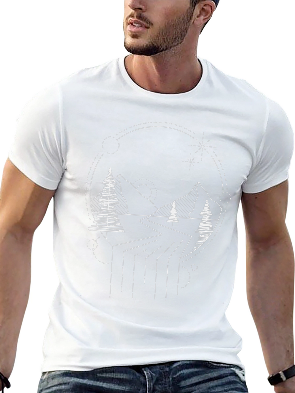 Geometric Mountain Scene Tee