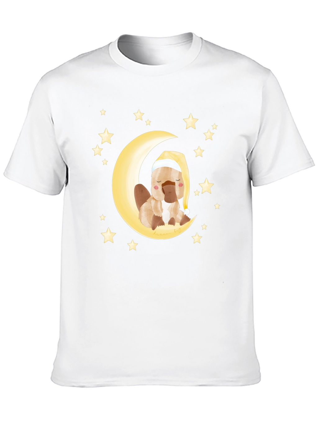 Cute Cartoon Platypus Moon Stars Graphic T-Shirt