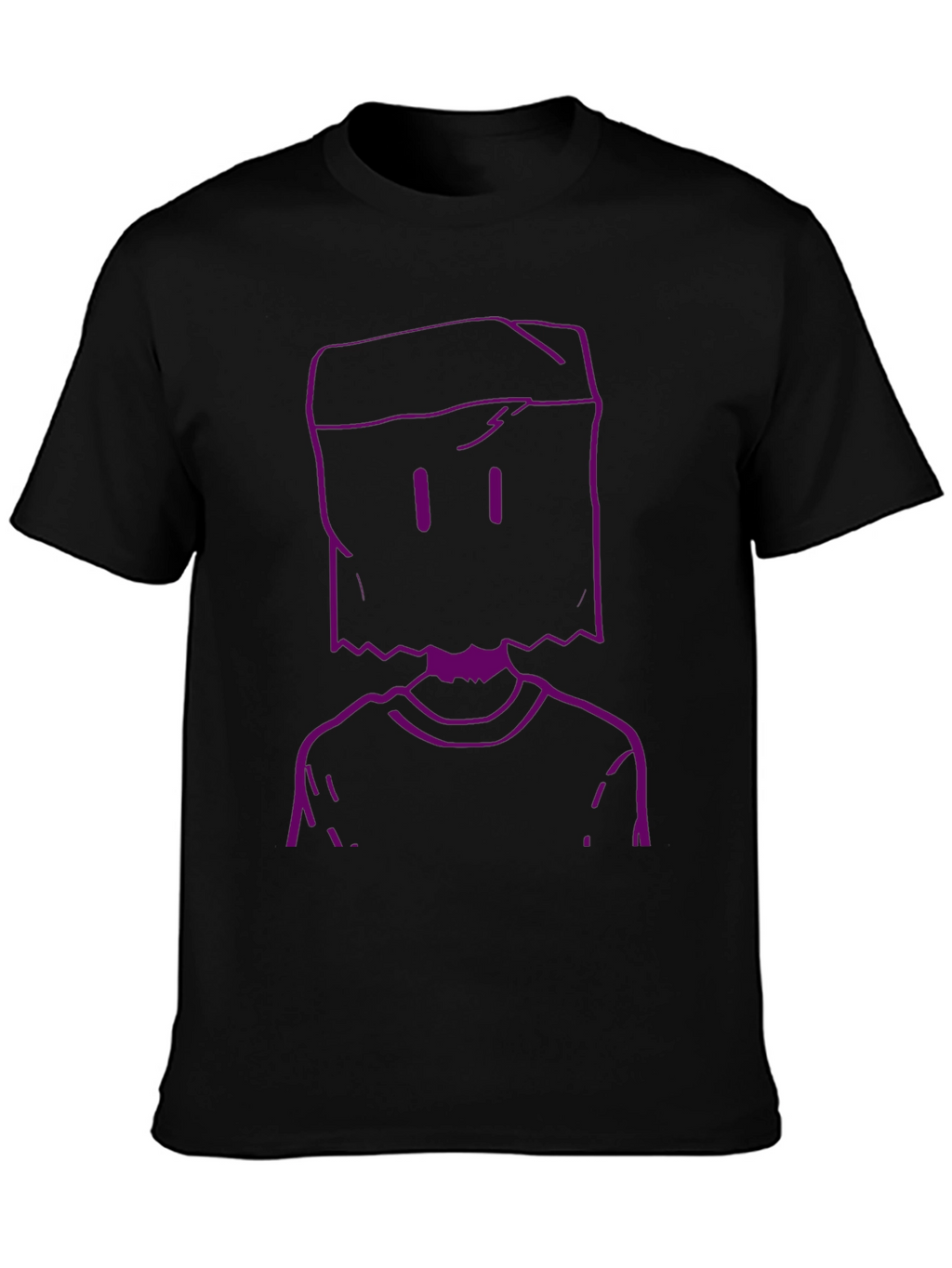 Purple Bag Head Outline Black T-Shirt