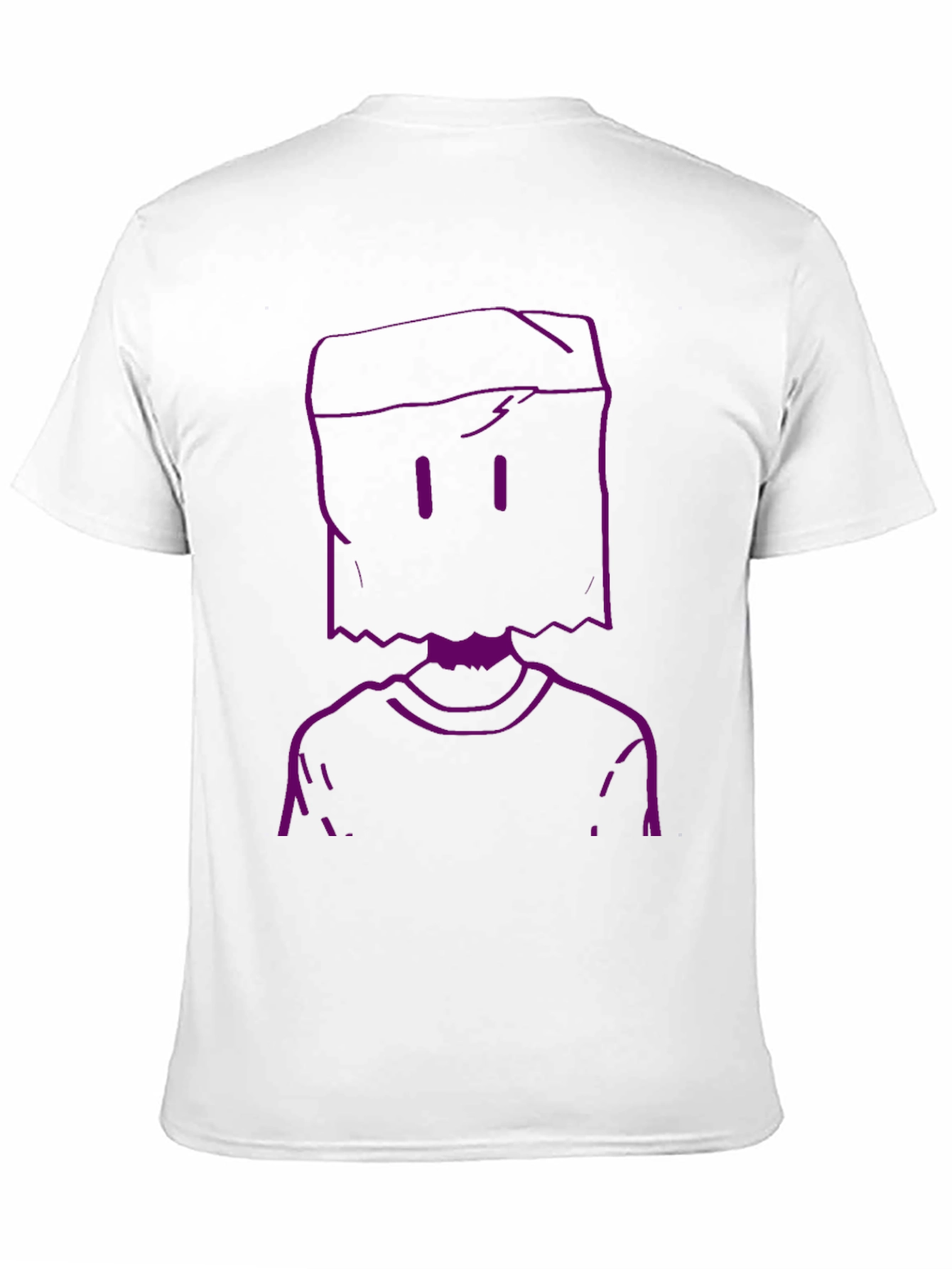 Purple Bag Head Outline Black T-Shirt