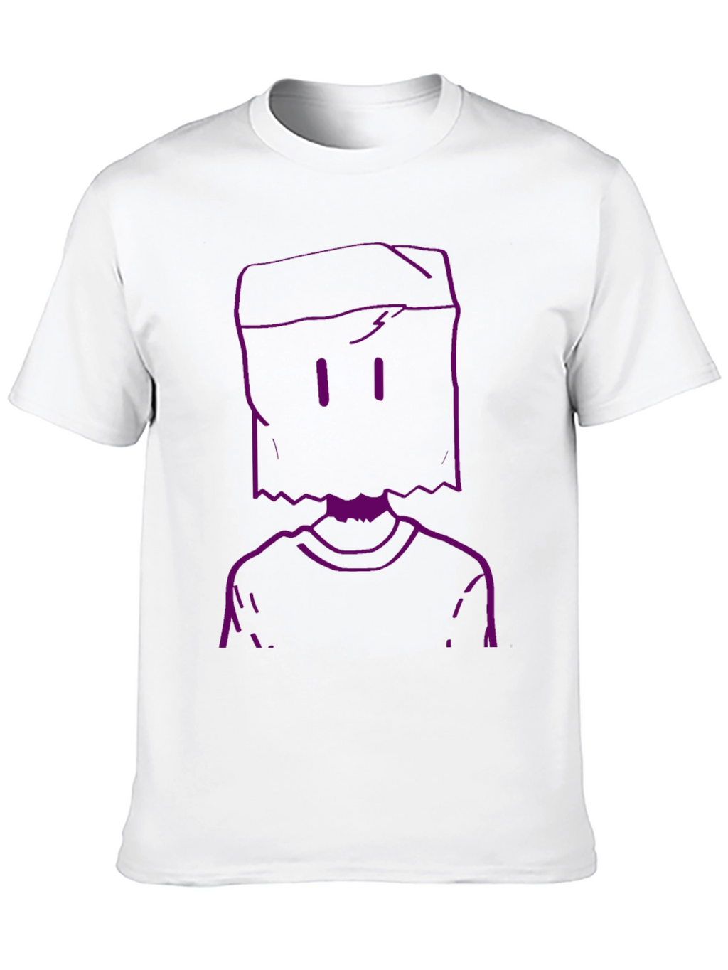 Purple Bag Head Outline Black T-Shirt