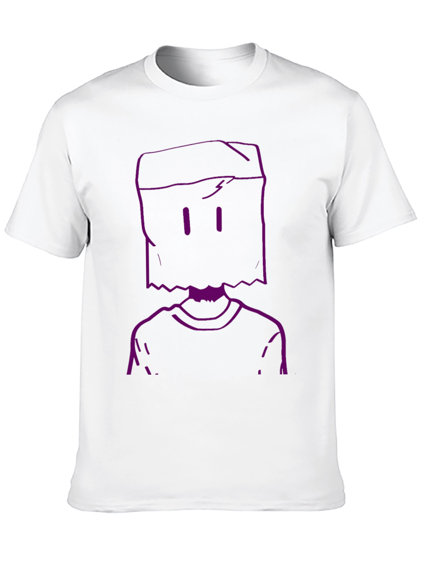 Purple Bag Head Outline Black T-Shirt