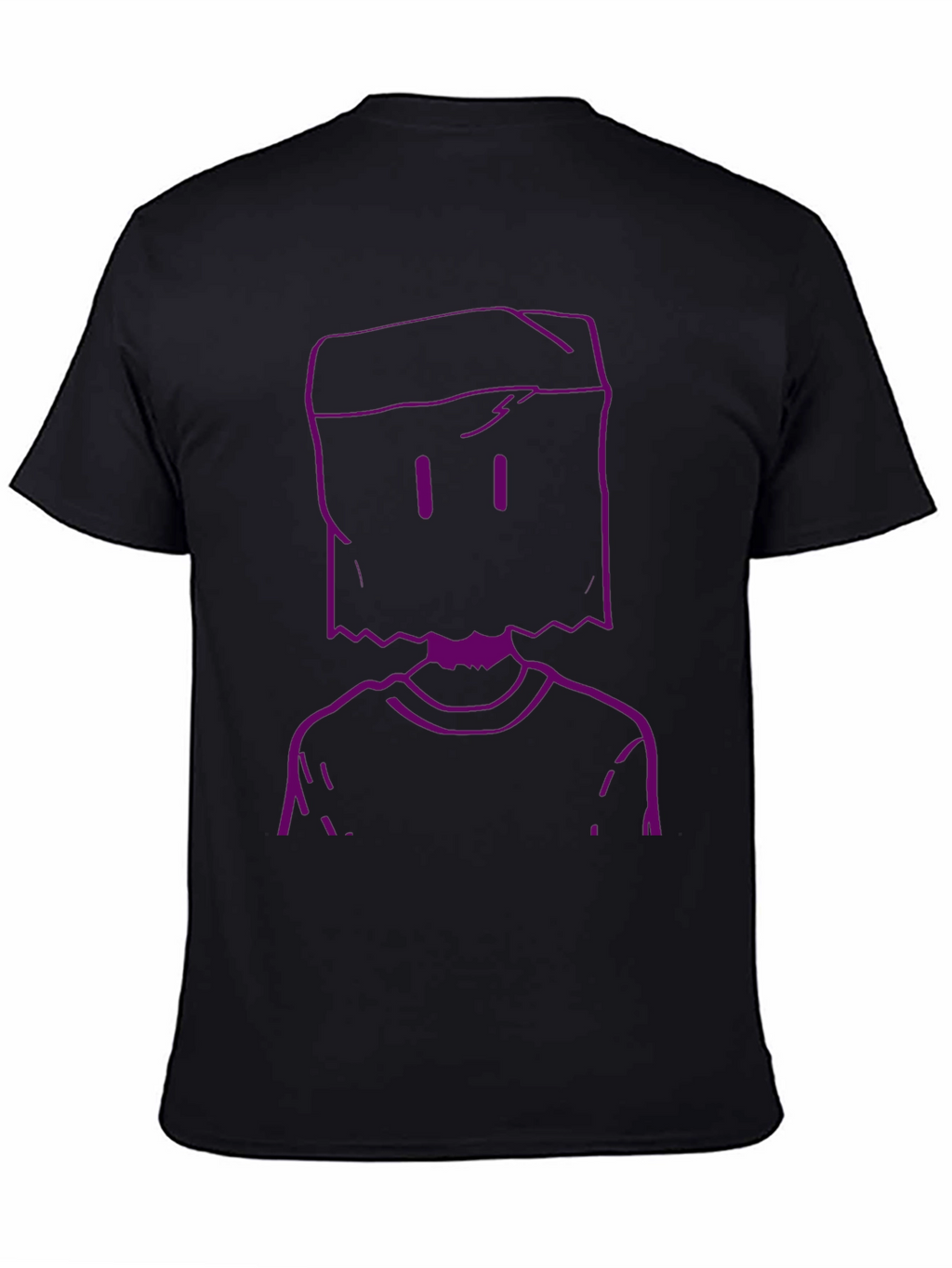 Purple Bag Head Outline Black T-Shirt