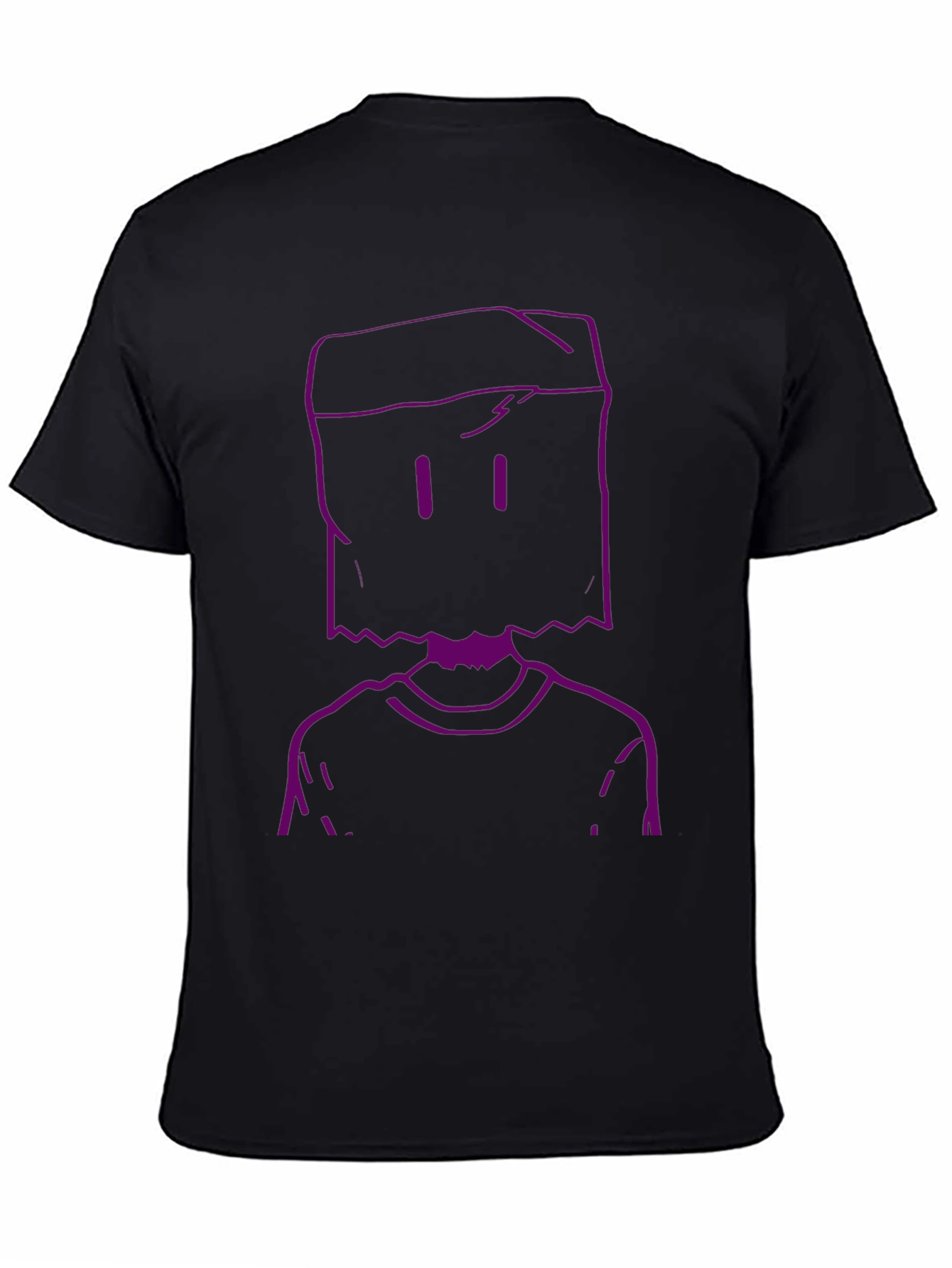 Purple Bag Head Outline Black T-Shirt