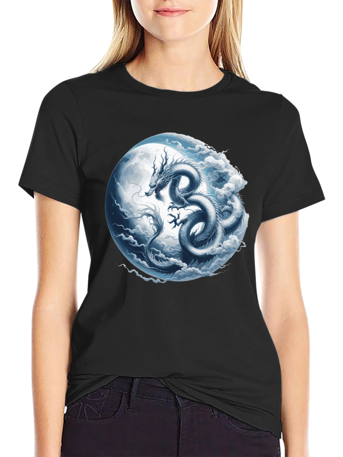 Dragon Moon Graphic T-Shirt - Mens Black Tee