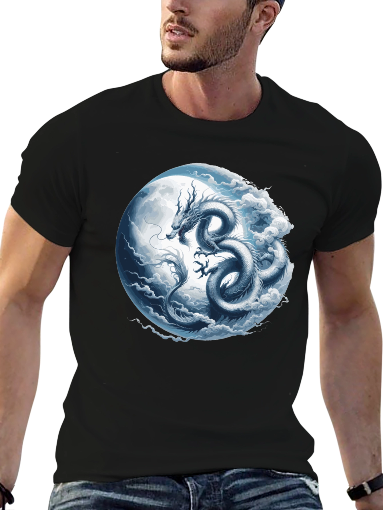 Dragon Moon Graphic T-Shirt - Mens Black Tee