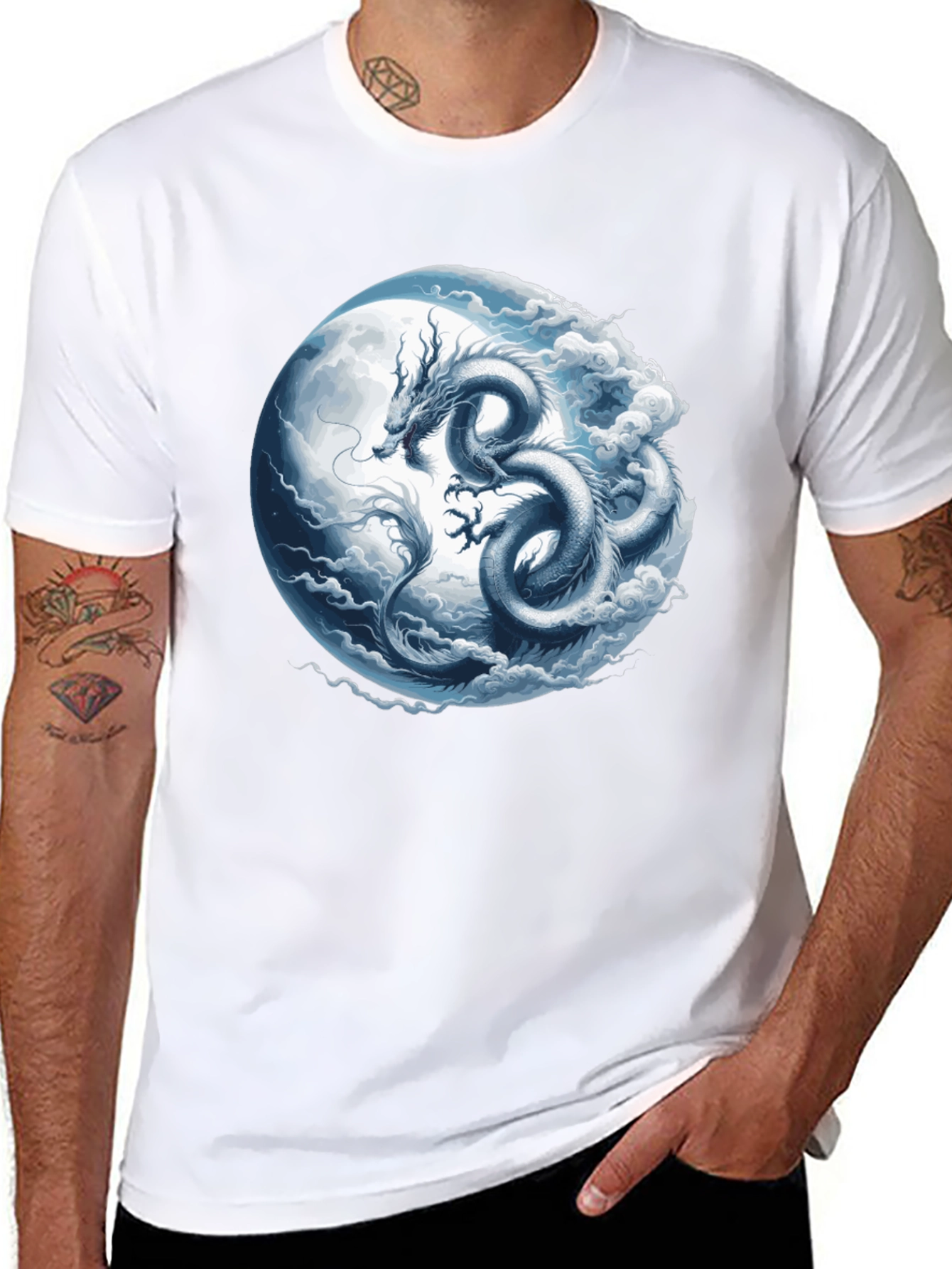 Dragon Moon Graphic T-Shirt - Mens Black Tee