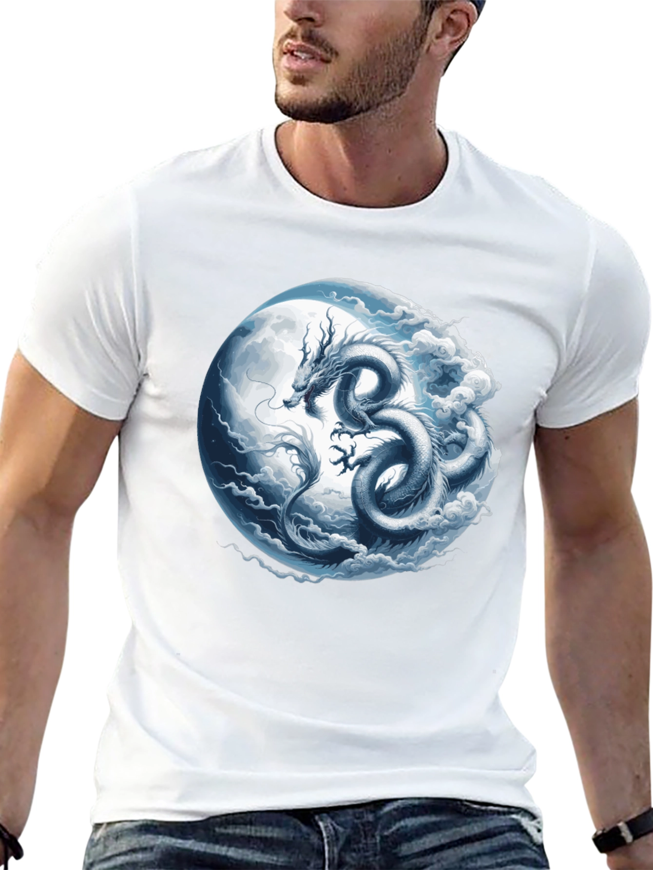 Dragon Moon Graphic T-Shirt - Mens Black Tee