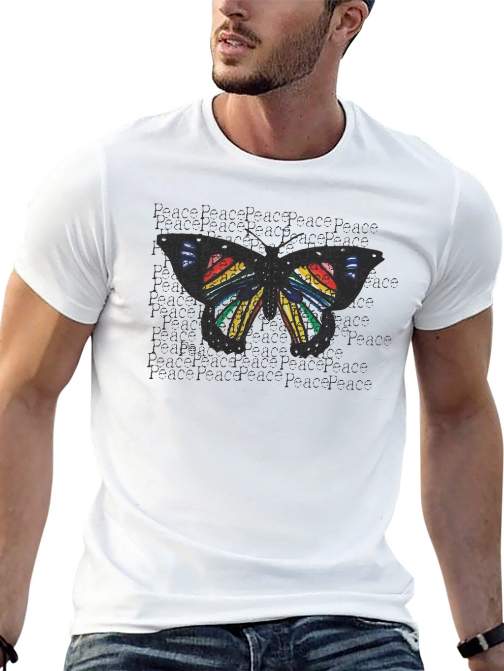 Peace Butterfly Graphic Tee - Black