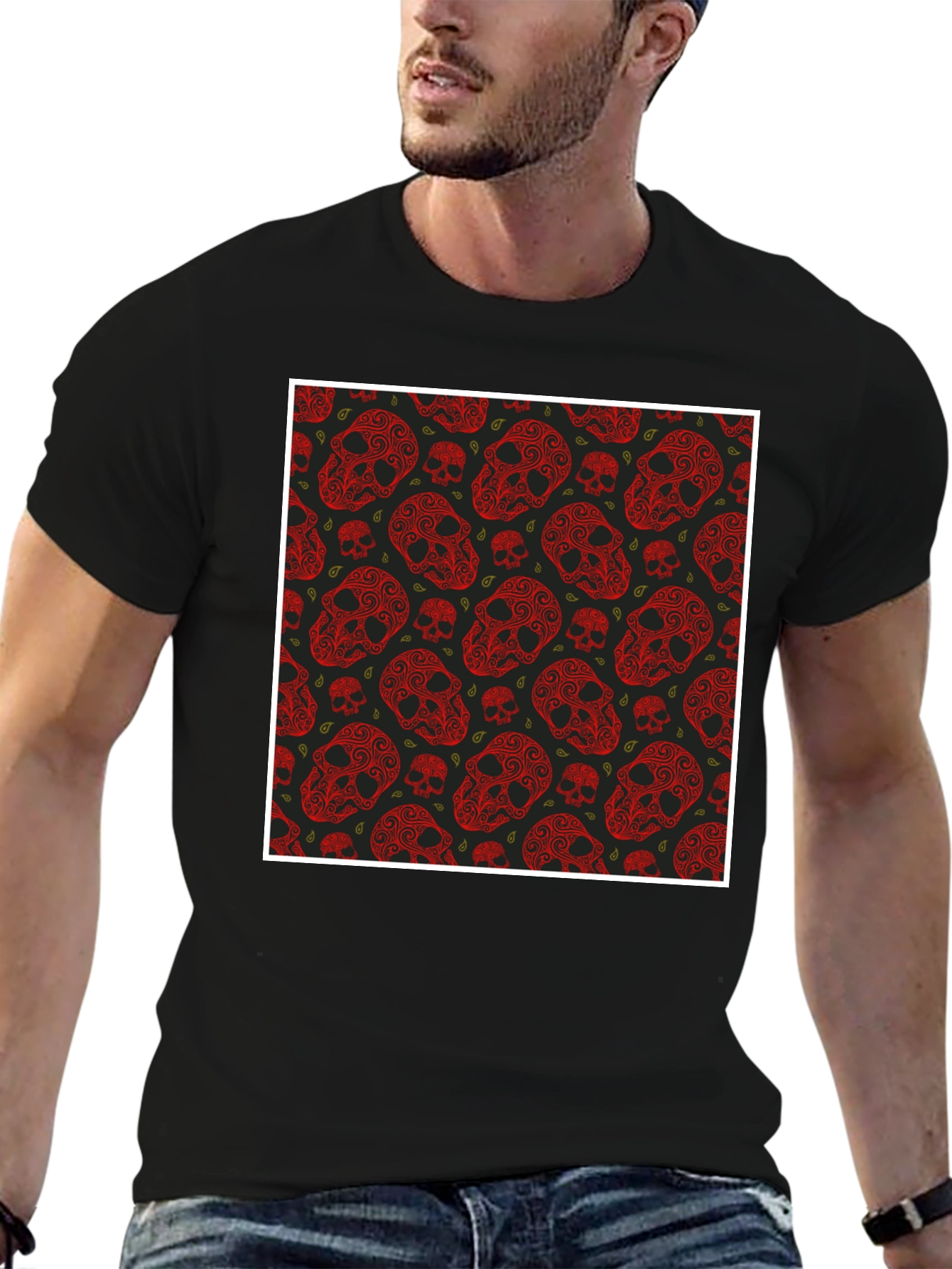 Skull Pattern Mens T-Shirt