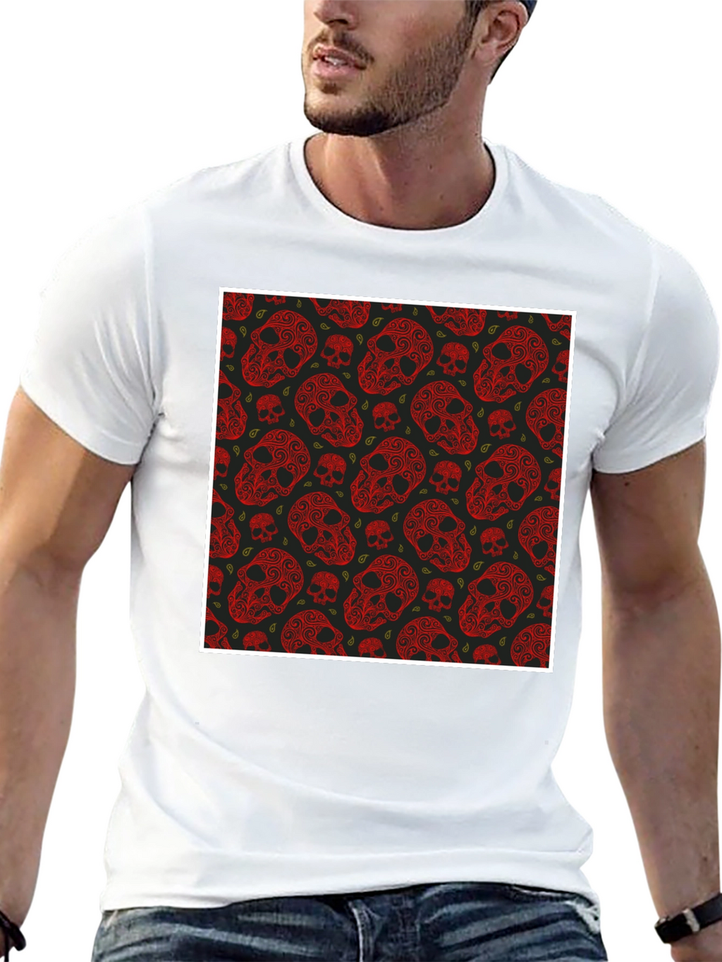 Skull Pattern Mens T-Shirt