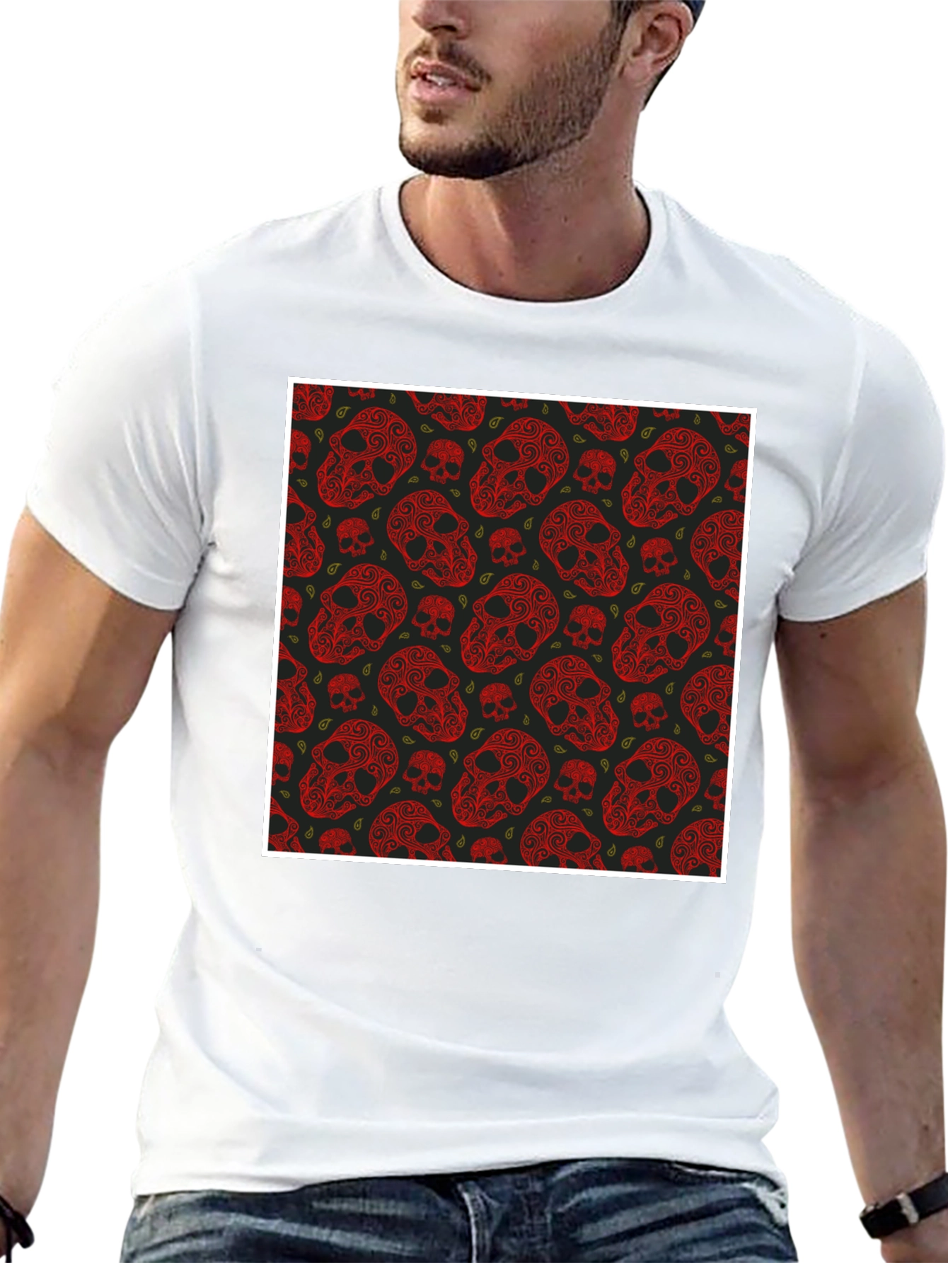 Skull Pattern Mens T-Shirt