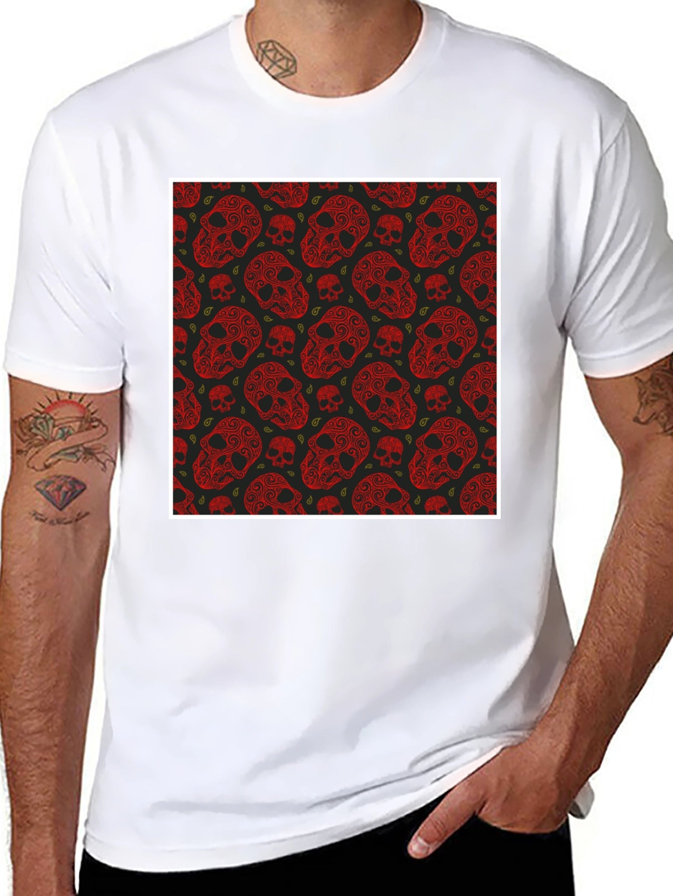 Skull Pattern Mens T-Shirt