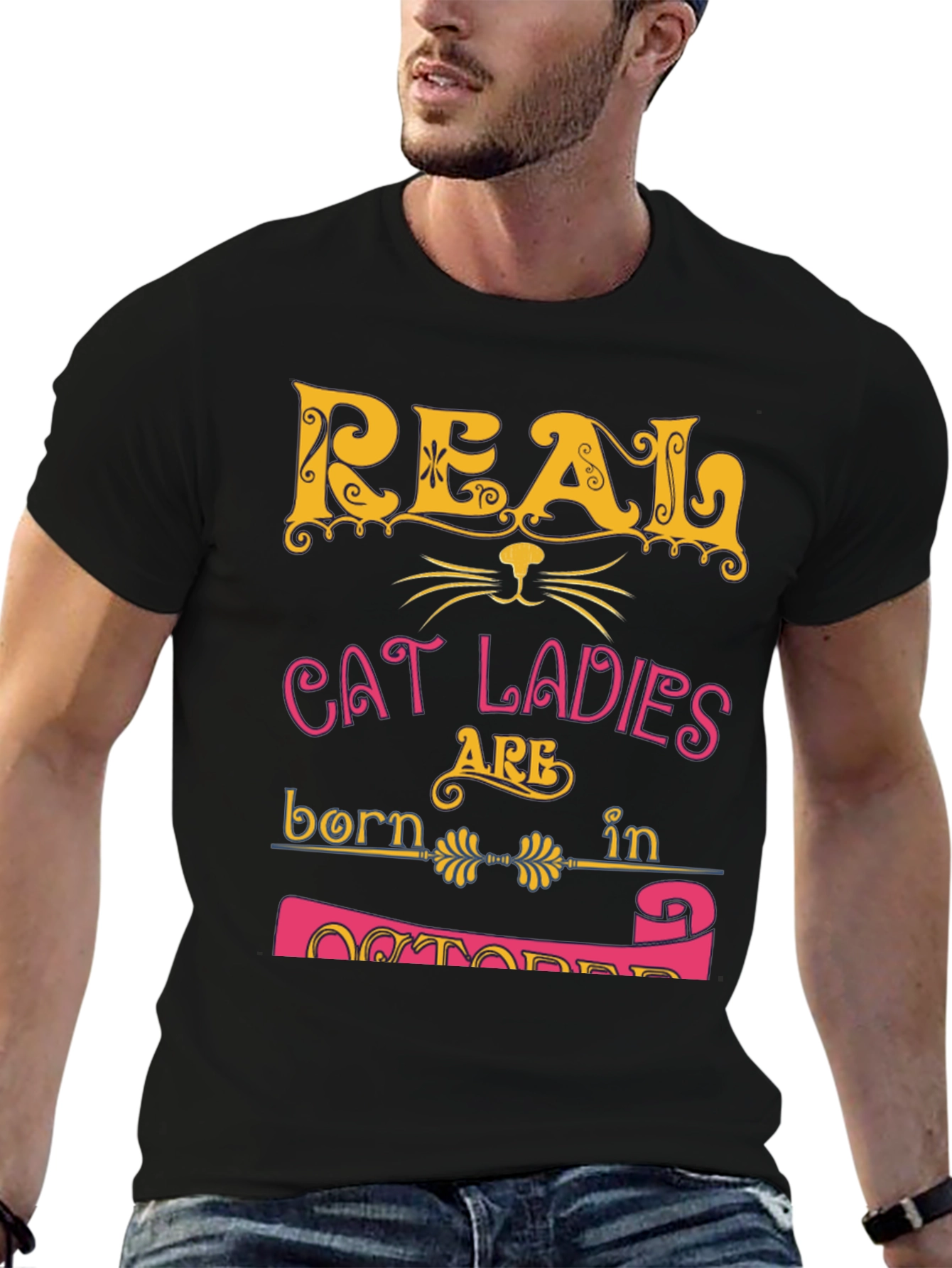 Real Cat Ladies October Birthday T-Shirt
