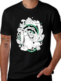 Vegetable Cartoon Graphic Print Black T-Shirt