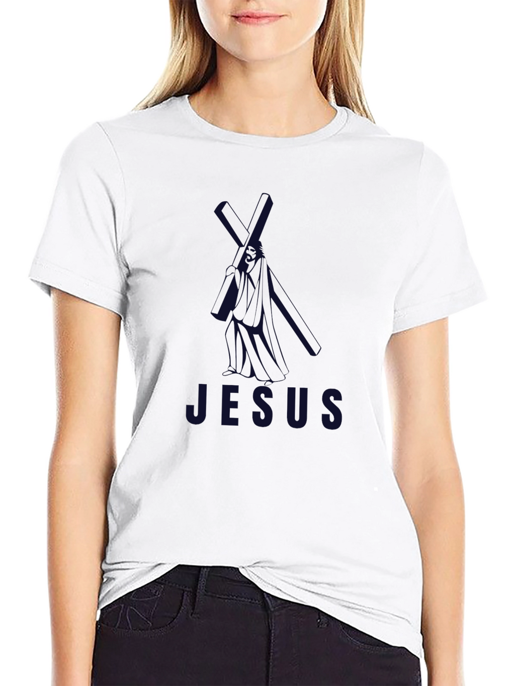 Jesus Graphic Print Black T-Shirt