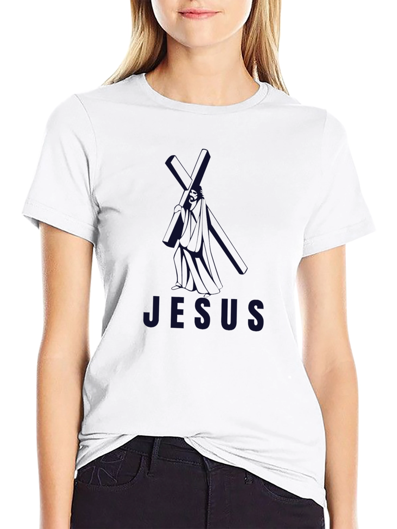 Jesus Graphic Print Black T-Shirt
