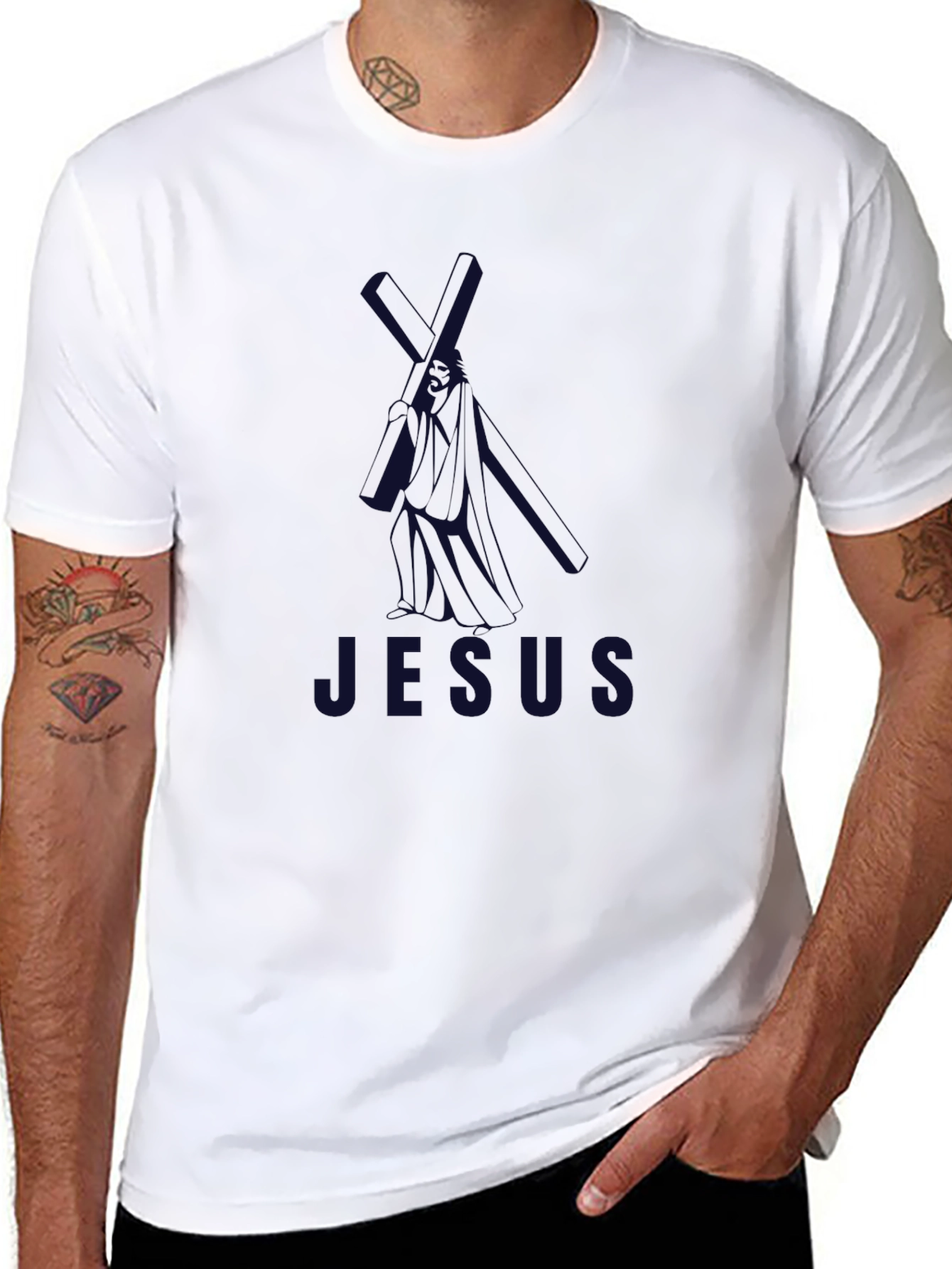 Jesus Graphic Print Black T-Shirt