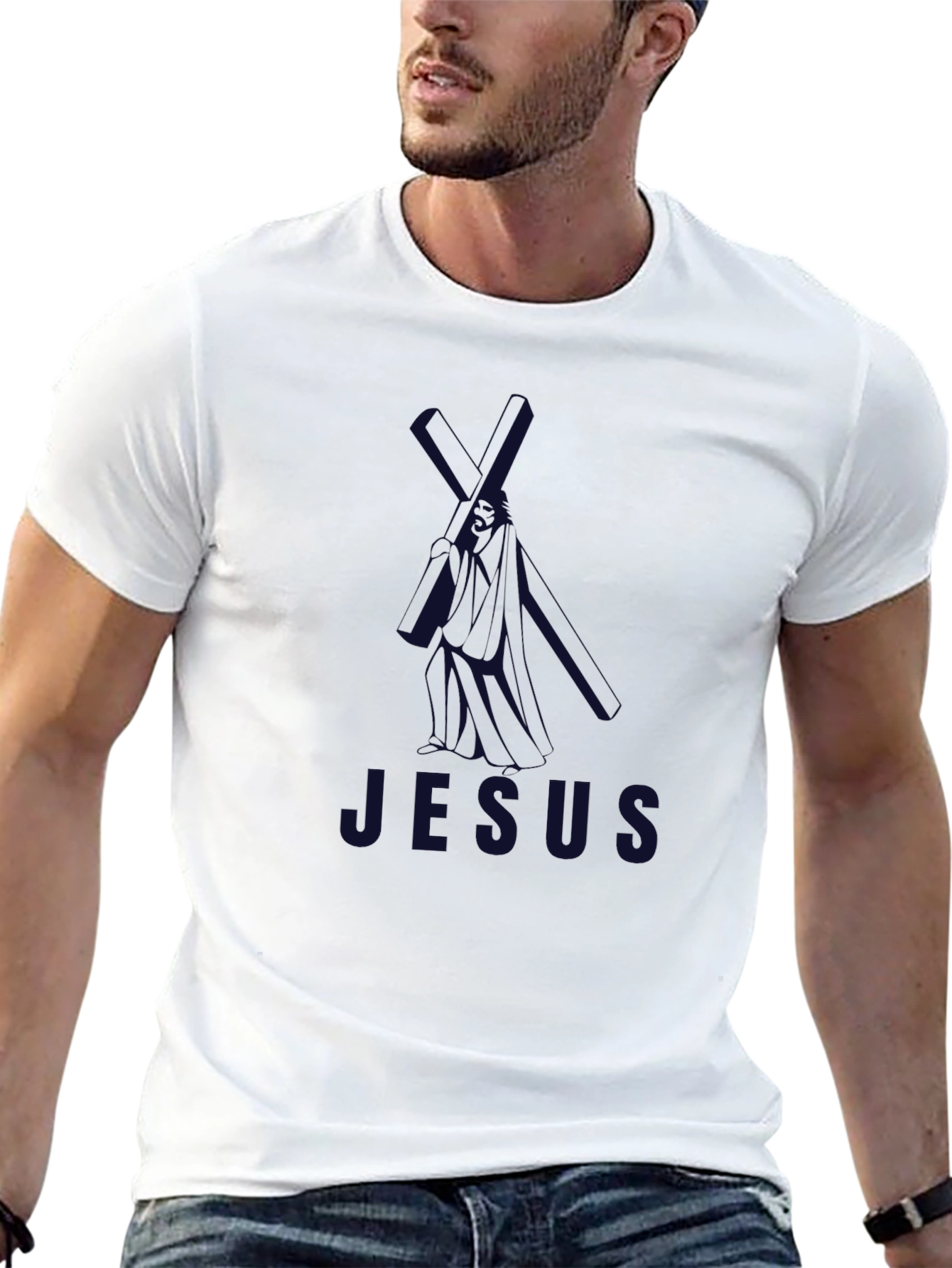 Jesus Graphic Print Black T-Shirt