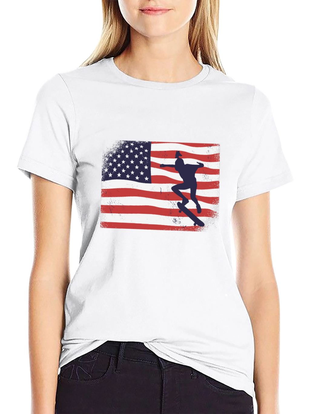 American Flag Skateboarder Graphic T-Shirt