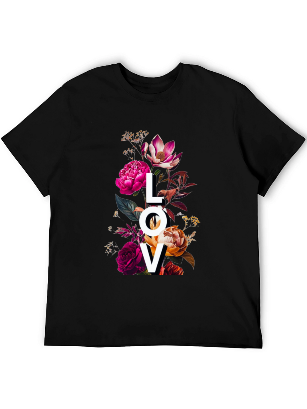 Floral LOVE Graphic Print T-Shirt