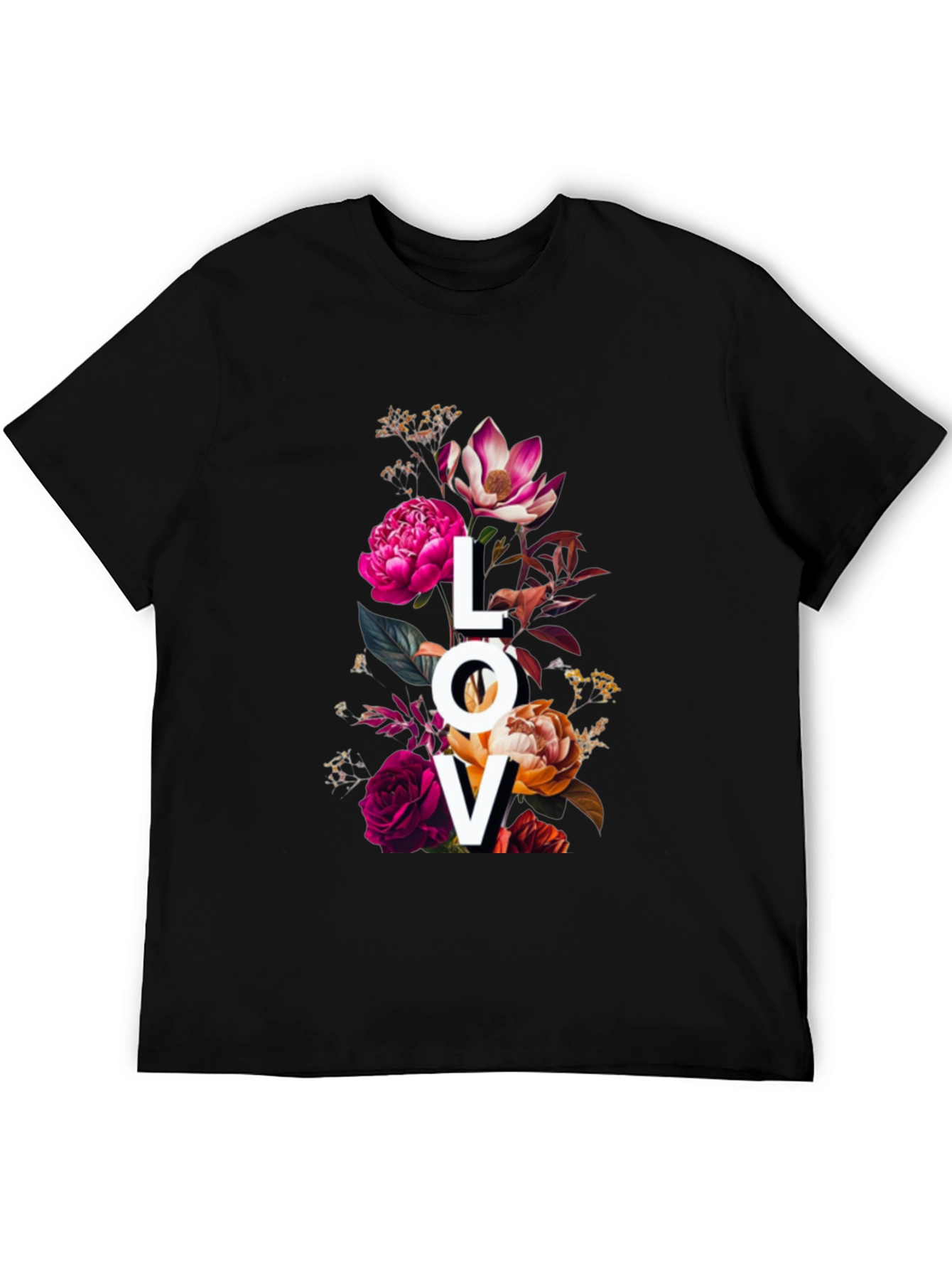 Floral LOVE Graphic Print T-Shirt