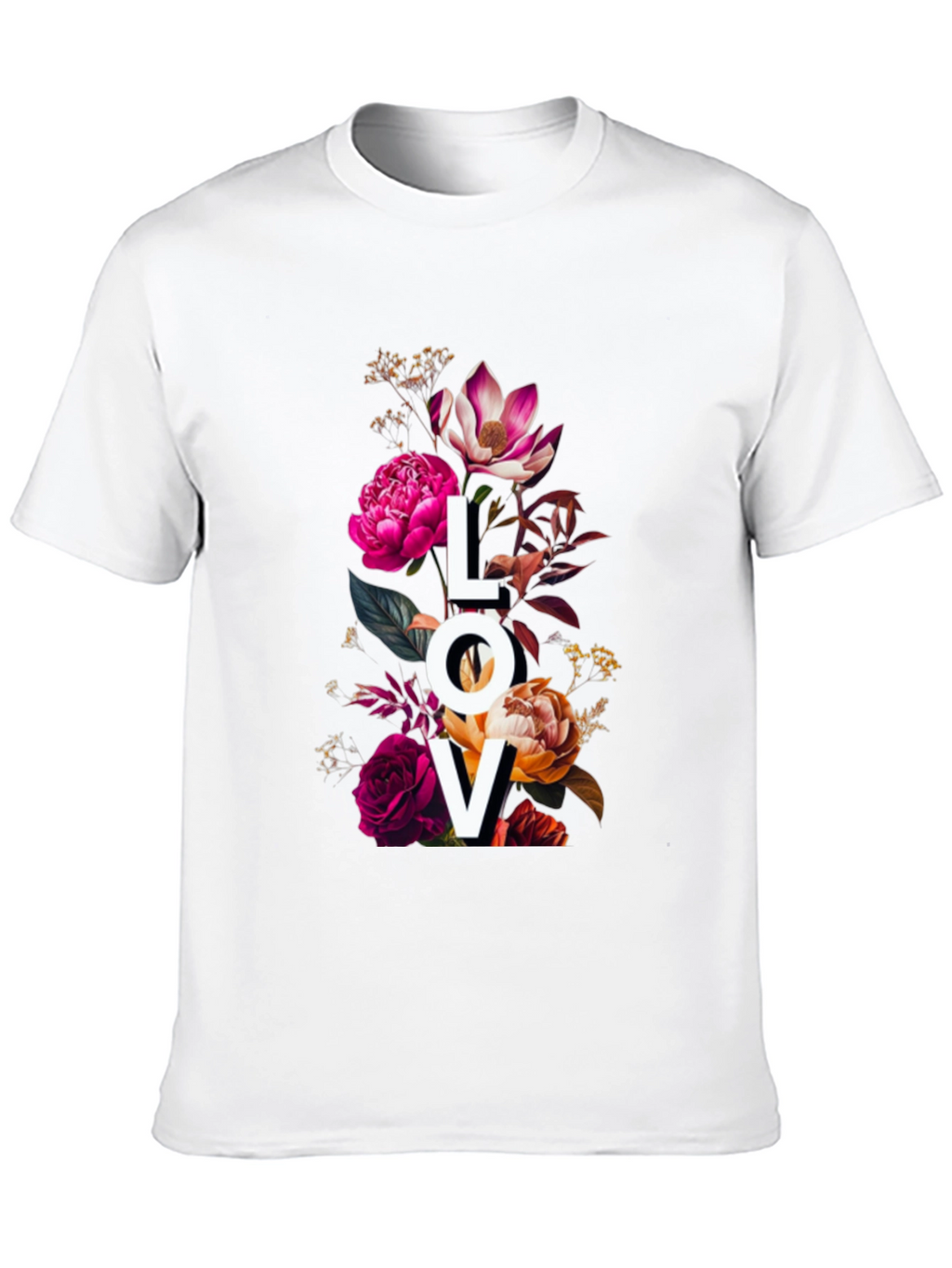 Floral LOVE Graphic Print T-Shirt