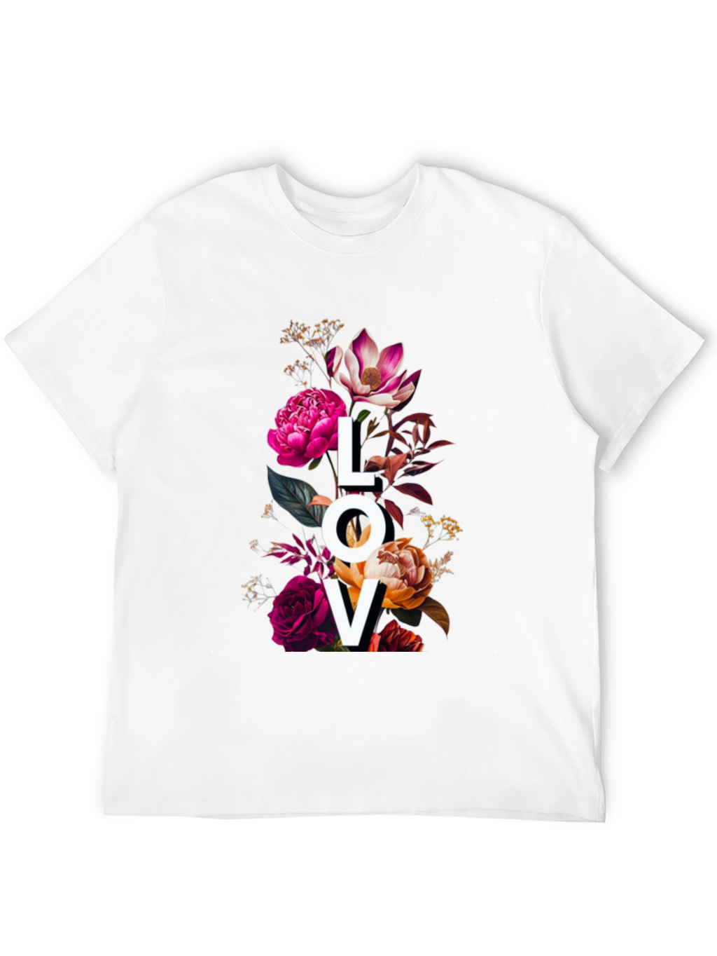Floral LOVE Graphic Print T-Shirt