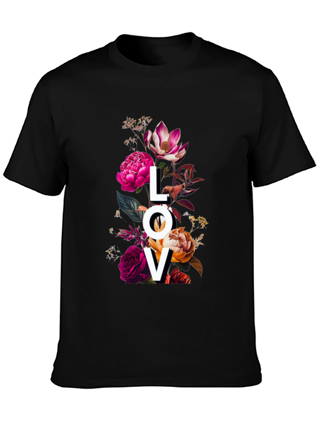 Floral LOVE Graphic Print T-Shirt