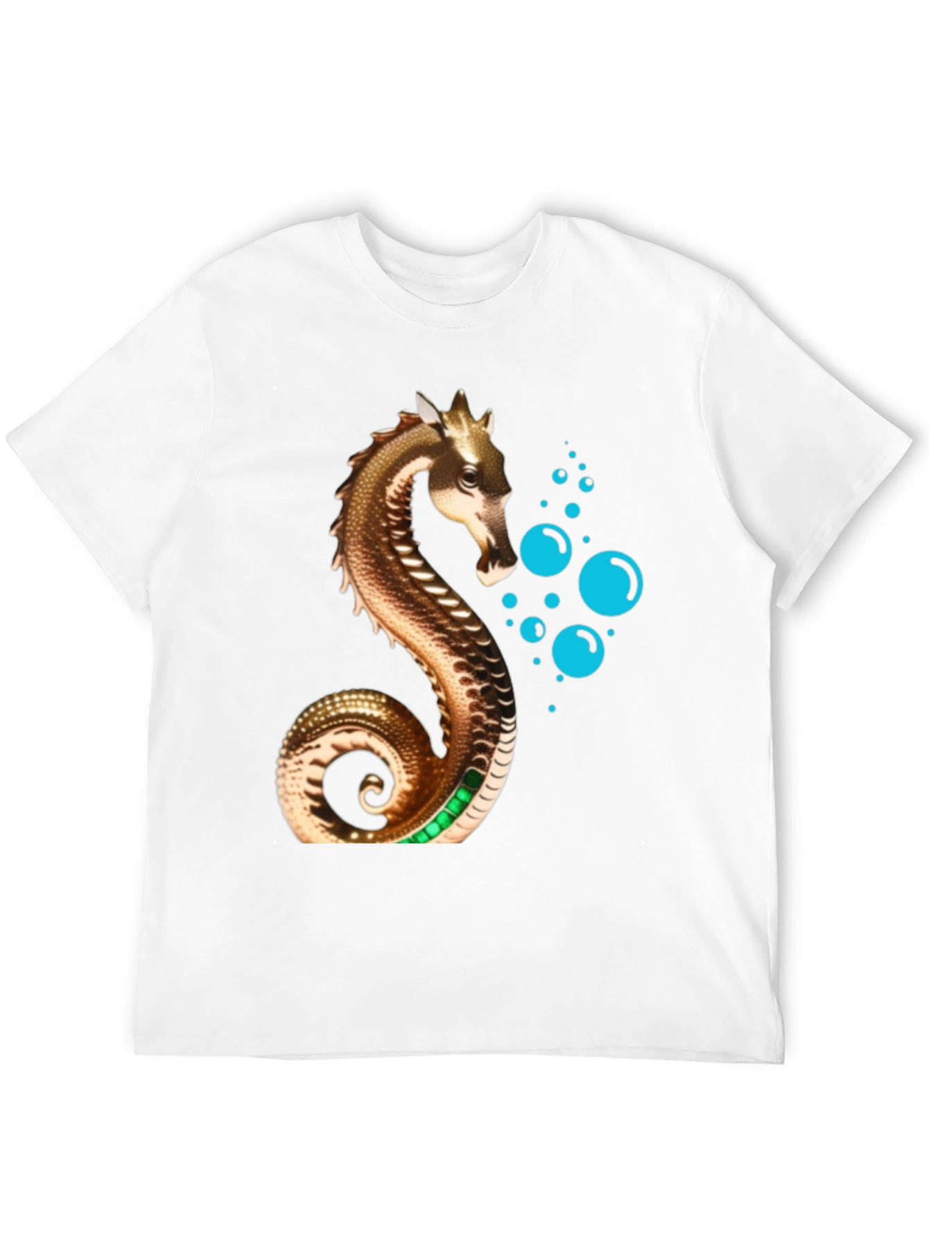 Golden Seahorse Graphic Tee - Stylish Mens Black T-Shirt