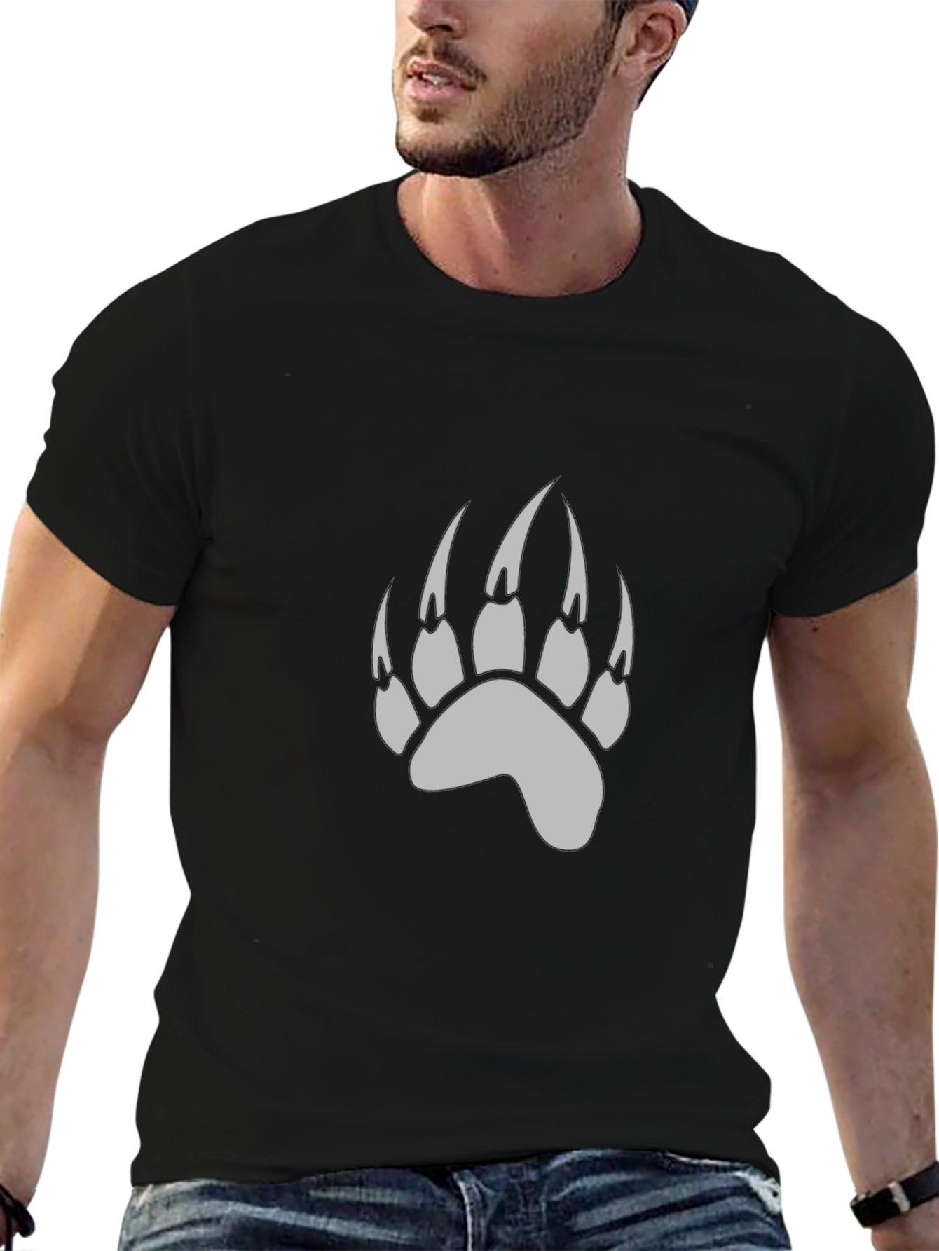 Black Bear Paw Print T-Shirt